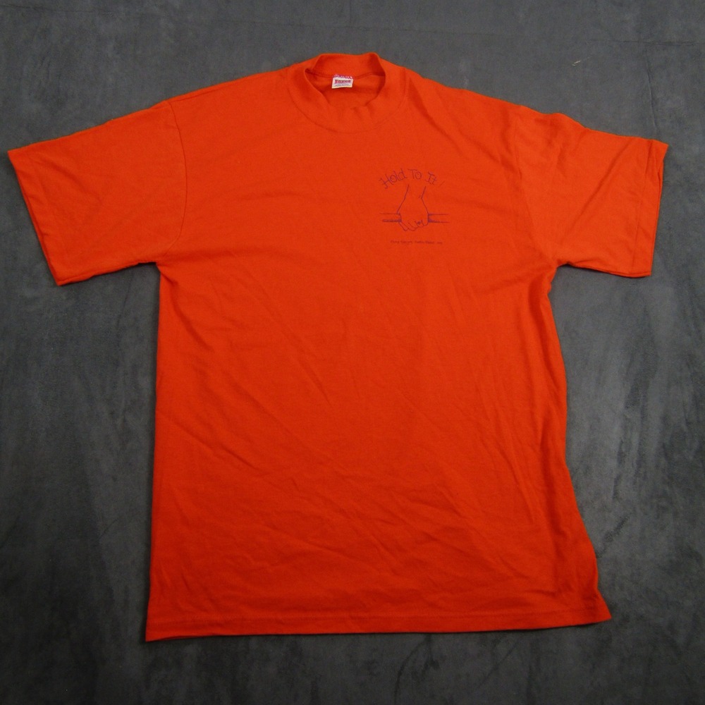 Soffe Shirts T-Shirt Mens Large Orange Vintage 1995 Kamp Kenyon Single Stitch